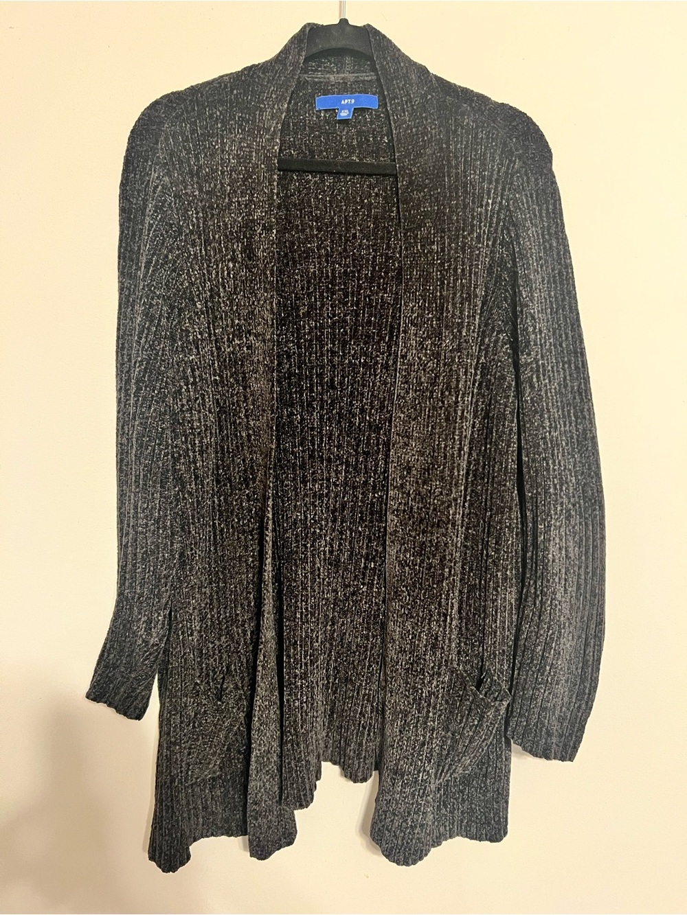 Apt. 9 Black Ribbed Chenille Open-Front Cardigan | Women’s XXL